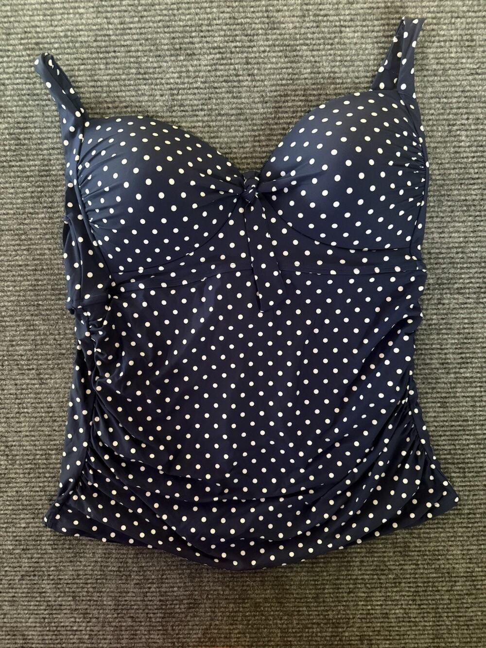NWT Palm de Mer Plus JCPenney Tankini Swimsuit Top 24W Navy White Polka Dot